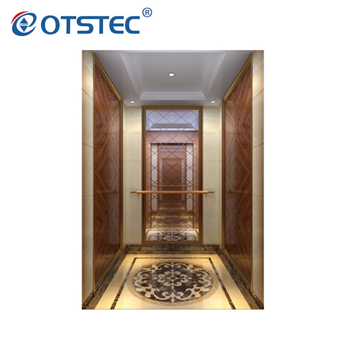 Ascensor de pasajeros de coche de oro rosa repuestos de ascensores