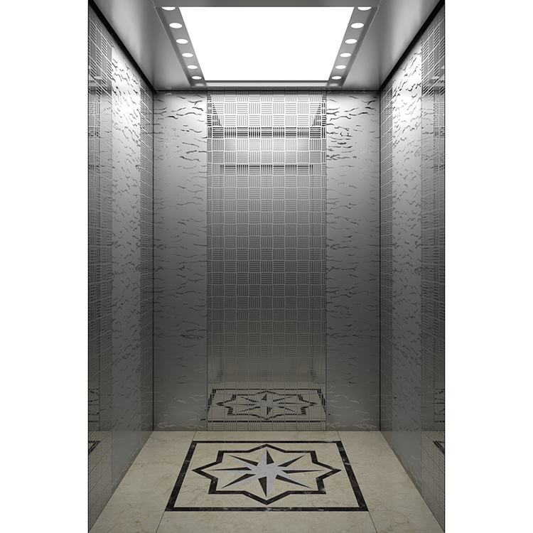 Precio de elevador de pasajeros de diseño grabado con espejo estándar de elevación automática
